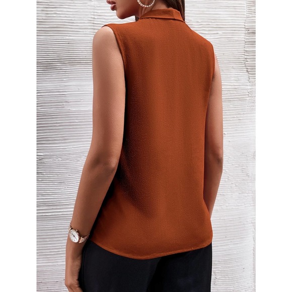 Sleeveless Press Crease Blouse Minimalist Business Casual navy blue - Picture 9 of 11